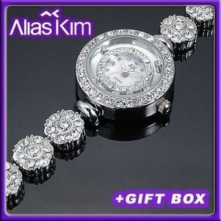 Newly listed New luxury Alias Kim White Crystal ladies Quartz Bracelet 
