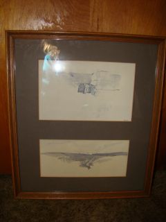 Framed Andrew Wyeth Double Print Milk Cans 1961 And Flock Of Crows 