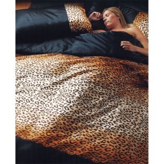 Leopard Print Satin 6 Piece King Bedding Duvet Quilt Cover Pillowcase 