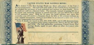 US 10 Cents War Savings Bonds Book w/1 Stamps   Childrens Item