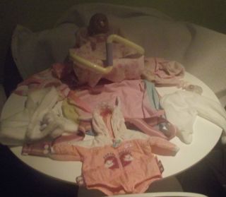 Large Collection of Baby Annabell Doll 2005 Car Seat Carrier Clothes 