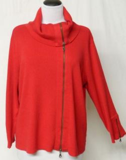 CAbi Size XL Red Cardigan Zipper Closure and Detail on Sleeve Cowl 
