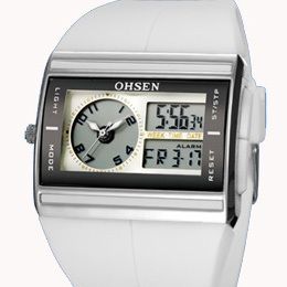 OHSEN Date Alarm Clock Digital Analog Stop Mens Sport Quartz Watch 
