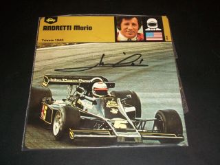 Mario Andretti Auto Signed 1977 SPORTSCASTER Card JSA