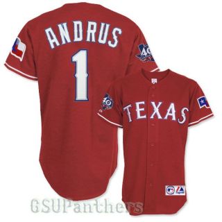 2012 Elvis Andrus Texas Rangers Alternate Red Jersey w 40th Patch M 