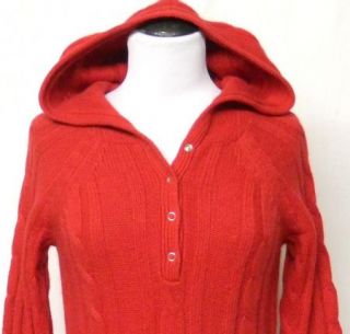 Moda Size s Red Hood Sweater Dress Angora Rabbit Hair Blend Henley 