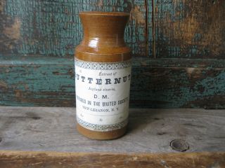 Small Antique Stoneware Crock Shakers Butternut Extract