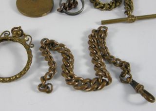 Interesting Lot of Antique Victorian Watch Fob Chains T Bar Fob Spares 