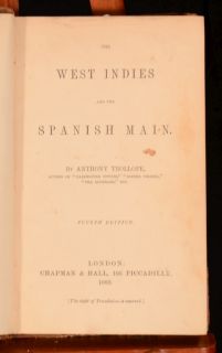 1860 Trollope The West Indies and The Spanish Main with Colour Map and 