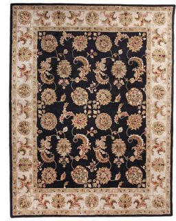 Antique Black Cream Hand Tufted Traditional Wool Area Rug Carpet 5x8 5 