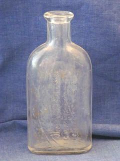 THOMAS A EDISON BATTERY OIL 4.75 CLEAR GLASS Antique VTG BOTTLE