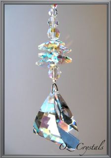 50mm Swarovski Strass Crystal Clear AB Flame Prism Hanging Suncatcher 