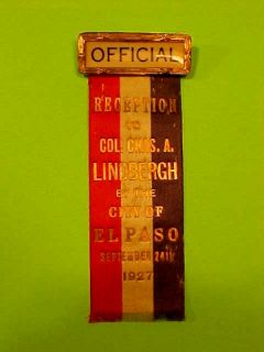 Historic Charles Lindbergh Automobile Pass and Reception Ribbon 1 of A 