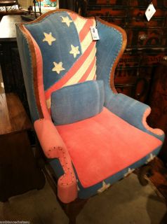 Stars And Stripes Betsy Ross Wing Back Chair American Style Gorgeous 
