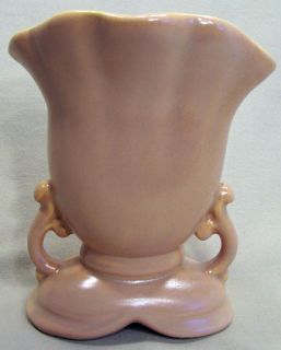 Vintage Weller Pottery Peach Cameo Rose Vase w Handles