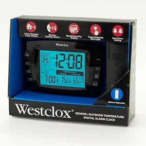 Westclox Indoor/Outdoor Temperature Digital Alarm Clock 70034A