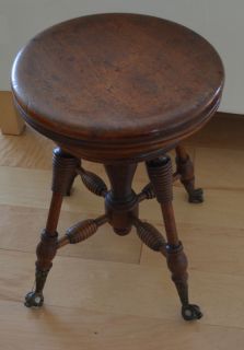 antique glass ball claw feet piano organ stool