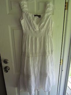 Gorgeous White Pleated Cotton Vintage Peasant A Line Dress XL NWOT