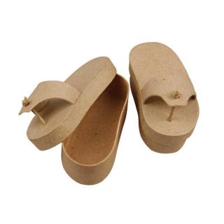 Pairs 10cm Sandal Shoes Shaped Craft Storage Brown Paper Mache 