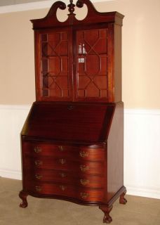 Maddox Vintage Mahogany Secretary Desk Hutch Bookcase