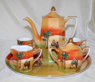 Antique Porcelain Tea Coffee Set Teapot Egypt Circa 1920
