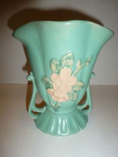 Weller Pottery Vintage Deco like Double handled Vase, Light Green 