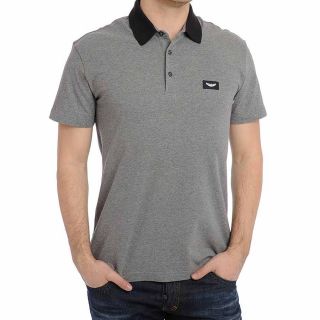 NWT ARMANI JEANS GRAY & BLACK POLO SHIRT SIZE L   Authentic [New with 