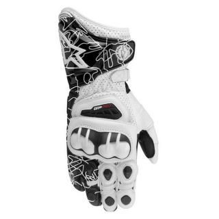 Alpinestars GP Pro Leather Motorcycle Glove Tracks   White Black
