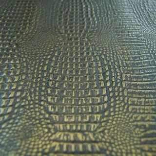 Black Small Alligator Print with Gold Tipping Leather Hide Skin cd6xy