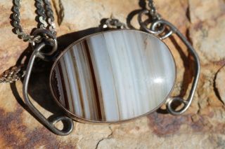   HOPI INDIAN STERLING SILVER BANDED AGATE NECKLACE TERRY WADSWORTH