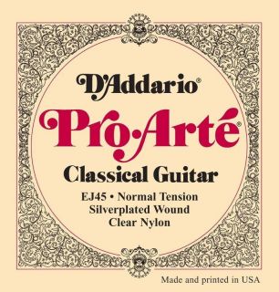 Sets DAddario EJ45 Pro Arte Silver Classical Guitar Strings Normal 