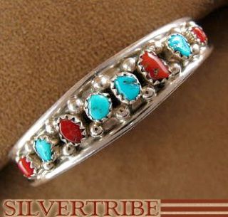 Navajo Indian Turquoise and Coral Baby Bracelet Jewelry