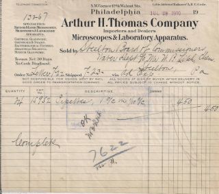 1910 Arthur Thomas Co., Microscopes & Laboratory Apparatus 
