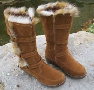   PU Suede Faux Wool Trapper Boots Apres LAMO Sizes 6 10 Chestnut