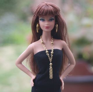 Barbie Jewelry Set Necklace Chain Gold Earring Doll Accessory Tassel 