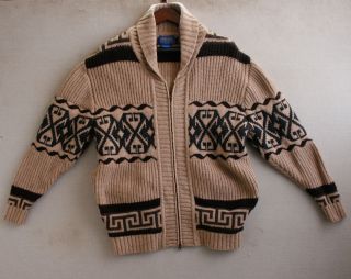 PENDLETON Dude Lebowski Style Cowichan Sweater Mens M Brown Geometric 