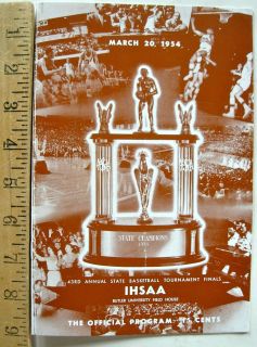 1954 IHSAA Historic State Basketball Finals Program Milan Hoosiers 