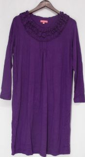Ava Rose Sz M Scoop Neck Knit Ruched Dress Plum Purple New