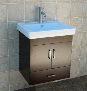 24 Bathroom Wall Mount Vanity Cabinet Ceramic Sink W1