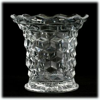 Fostoria American Flared Vase Vintage Elegant Glass Cube Crystal 
