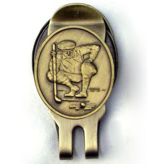 Golf Hat Clip & Vintage Kneeling Golfer Magnetic Ball Marker
