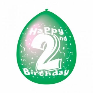  2nd birthday airfill balloons pack of 10 assorted colour balloons 