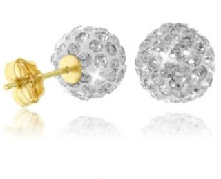   14k Yellow Gold 4 Carats White Diamond Alternatives Ball Stud Earrings