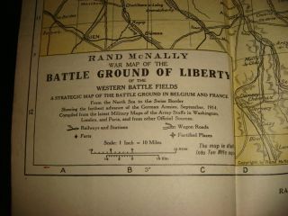    1914 Rand McNally War Map Battle Ground of Liberty WW I West Battles