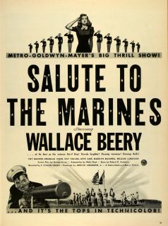 1943 Ad Film Salute to The Marines Wallace Beery Movie Metro Goldwyn 