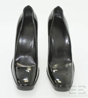 Balenciaga Black Patent Leather Square Toe Stacked Heels Size 40 5 