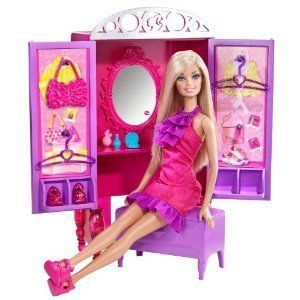 Barbie Dress Up To Make Up Closet and Barbie Doll Set New Furniture 
