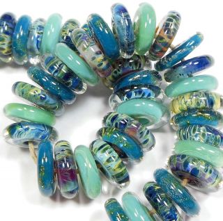   Enchanted Mermaid Tears Boro Handmade Lampwork Glass Beads