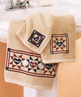 5pc Americana Bath Set Towels Rug Soap Pump Heart Star
