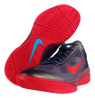 Nike Zoom Hyperfuse Low Sz 8 Mens Basketball Shoes Grey/Blue/Red